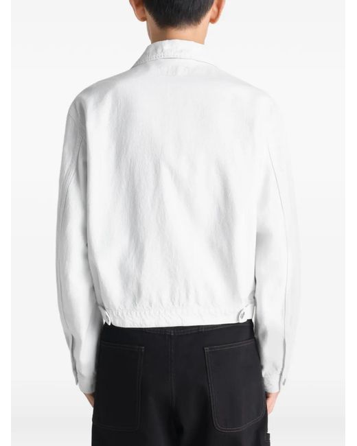 Lemaire White Buttoned Trucker Jacket for men