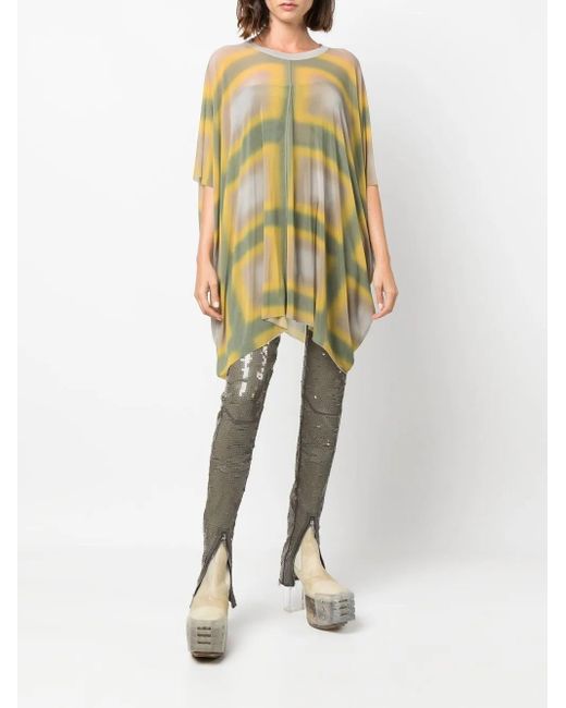 Rick Owens Yellow Minerva Draped Geometric-Print Top