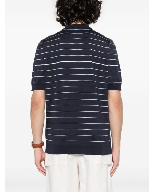 Eleventy Blue Striped Knitted T-shirt for men