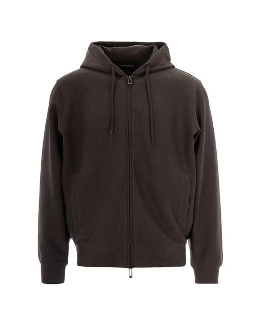 Emporio Armani Gray Solid Hoodie for men