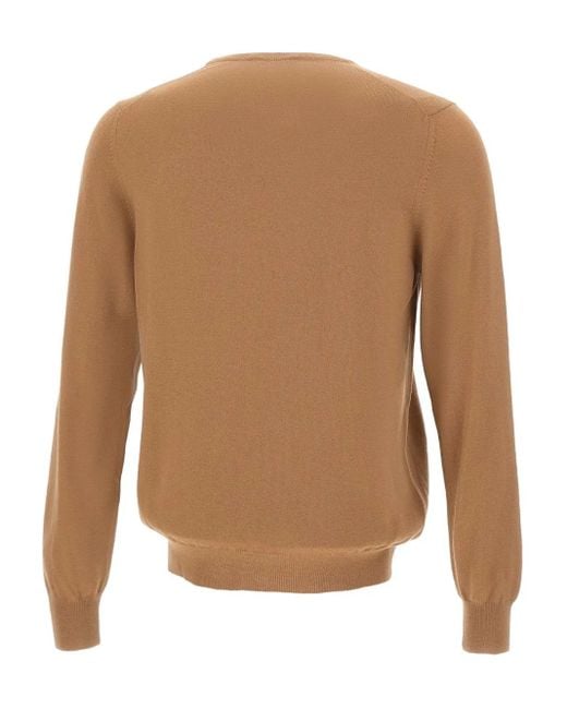 Gran Sasso Brown Wool Crew-Neck Sweater for men