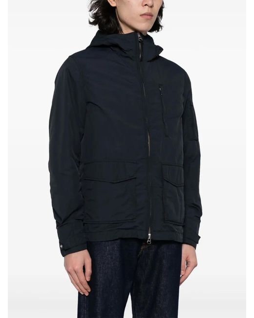 Woolrich Blue Hooded Zip-Up Jacket for men