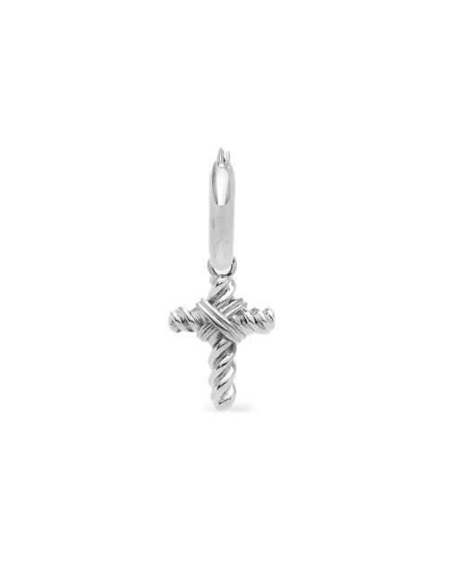 Yoj White Cross-Pendant Hoop Earrings for men