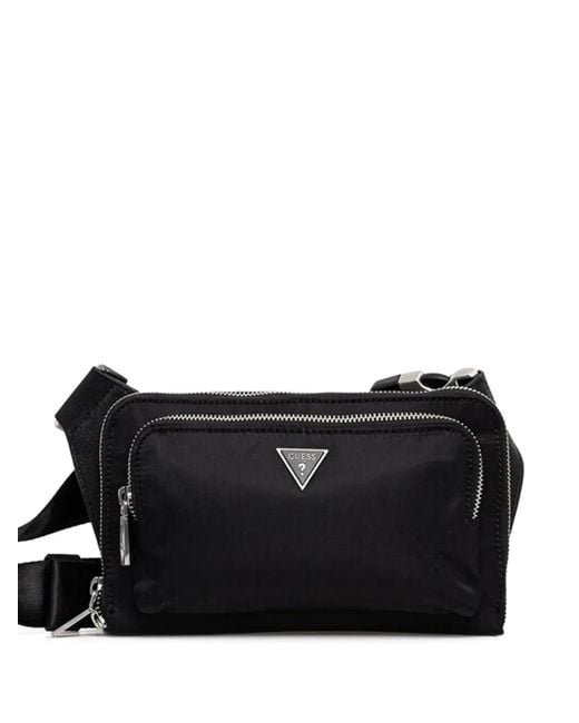 Guess Black Zipped Triangle Belt Bag for men