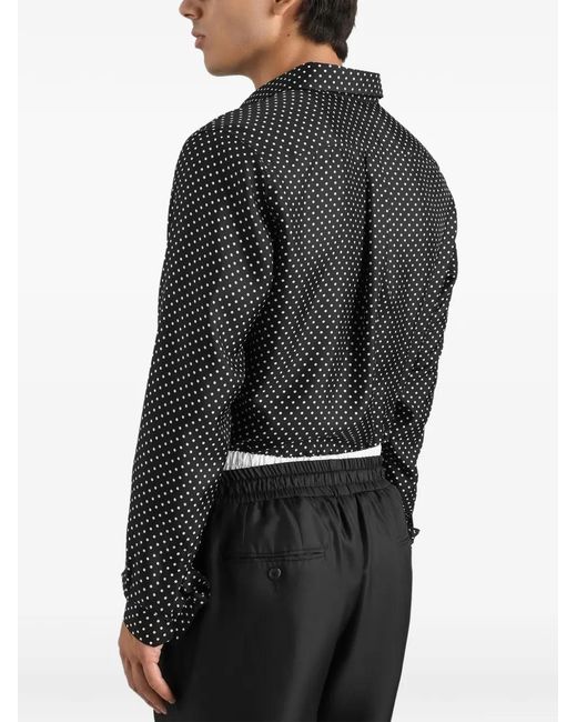 Dolce & Gabbana Black Polka Dot-Print Martini Twill Shirt for men