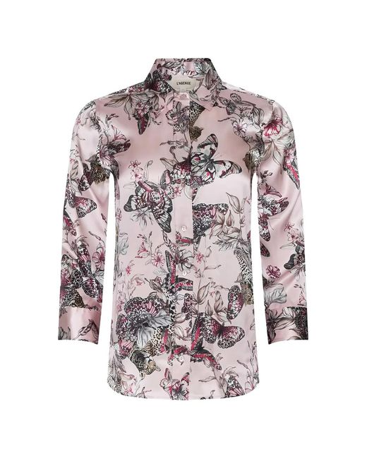 L'Agence Gray Dani Butterfly-Print Blouse