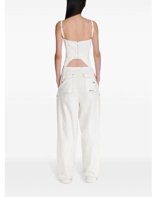 Dion Lee White Panelled Crochet-knit Corset
