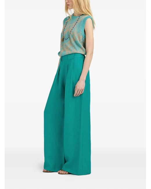 Momoní Green Aspen Pleated Palazzo Pants