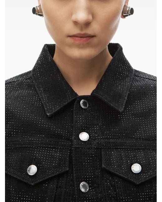 Alexander Wang Black Crystal-Embellished Denim Jacket