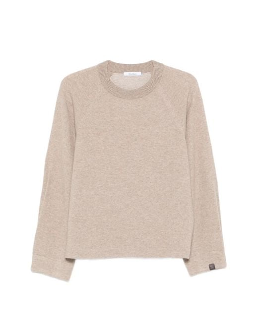 Max Mara Natural Crew-Neck Knitted Sweater