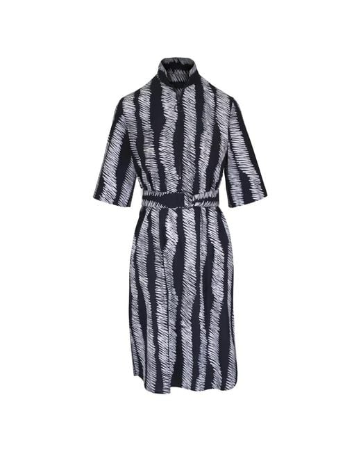 Akris Punto White Belted Printed Midi Dress