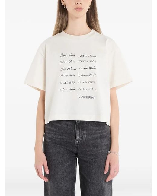 Calvin Klein White Logo Crop Top
