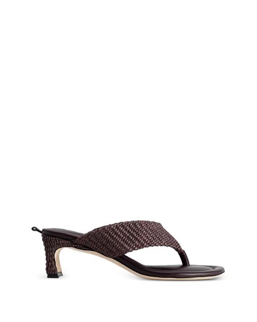 By Far Red Dasha Raffia-Woven Mules