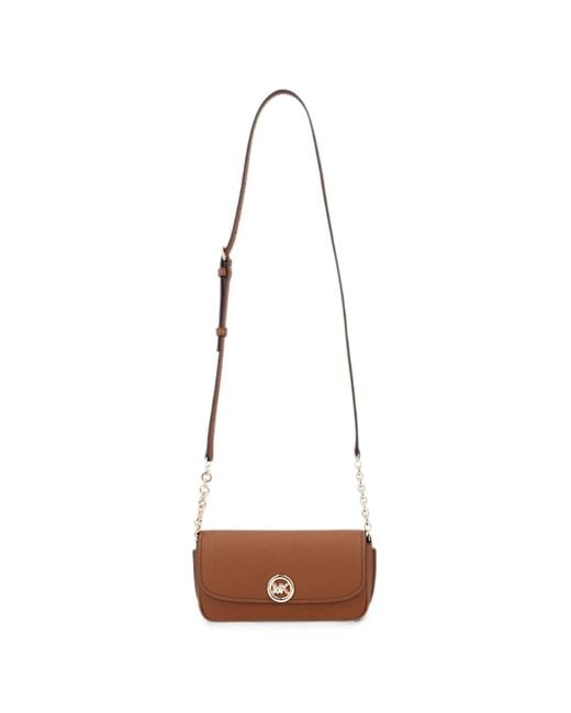 MICHAEL Michael Kors White Small Nolita Logo-Plaque Pebbled-Leather Crossbody Bag