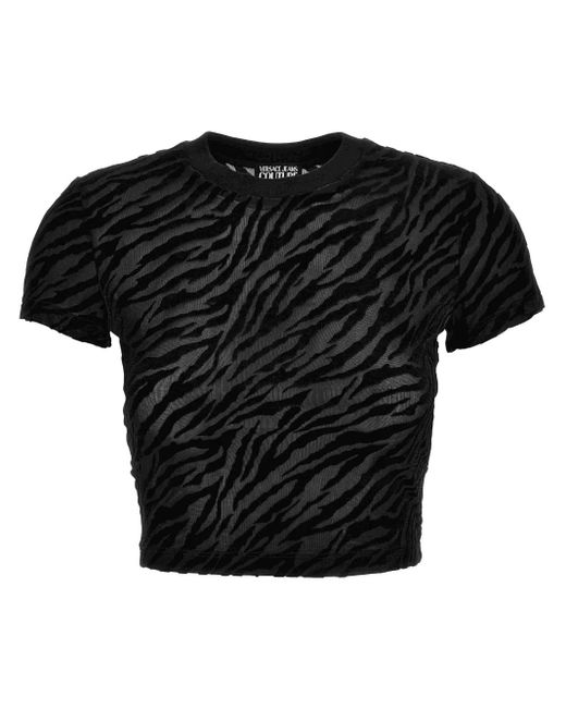 Versace Jeans Couture Black Zebra-Devoré T-Shirt