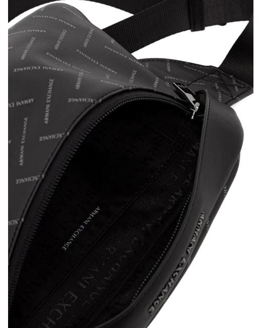 ARMANI EXCHANGE Black All-Over Logo-Print Belt Bag for men