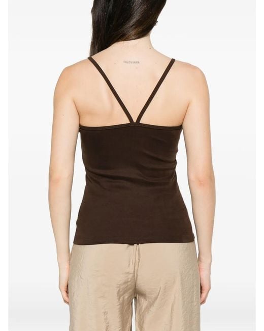 Imperial Black V-Neck Spaghetti-Strap Top