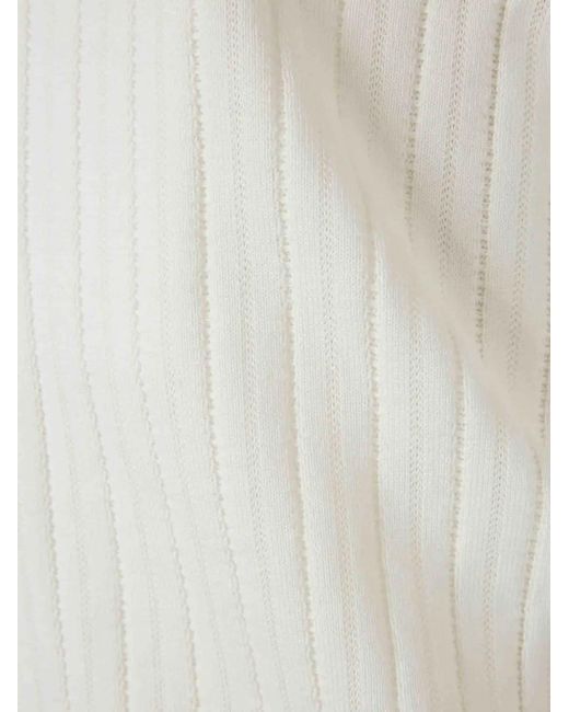 Brunello Cucinelli White Ribbed Button Shirt for men