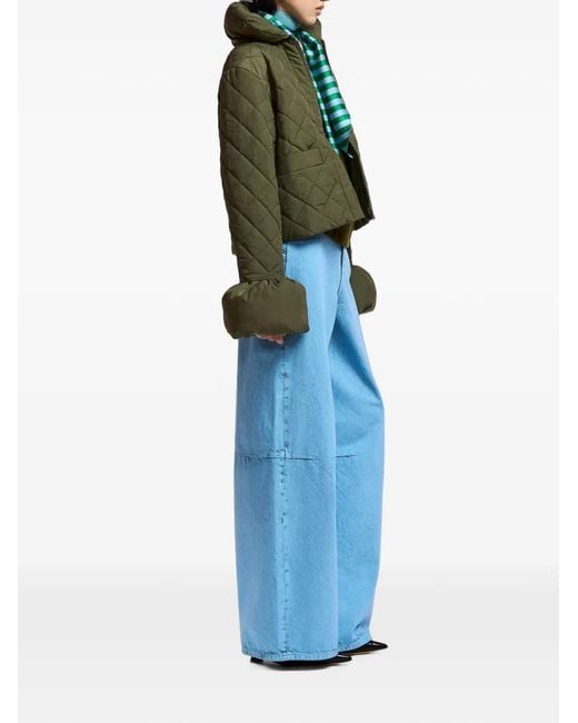 Essentiel Antwerp Green Zip-Up Quilted Jacket