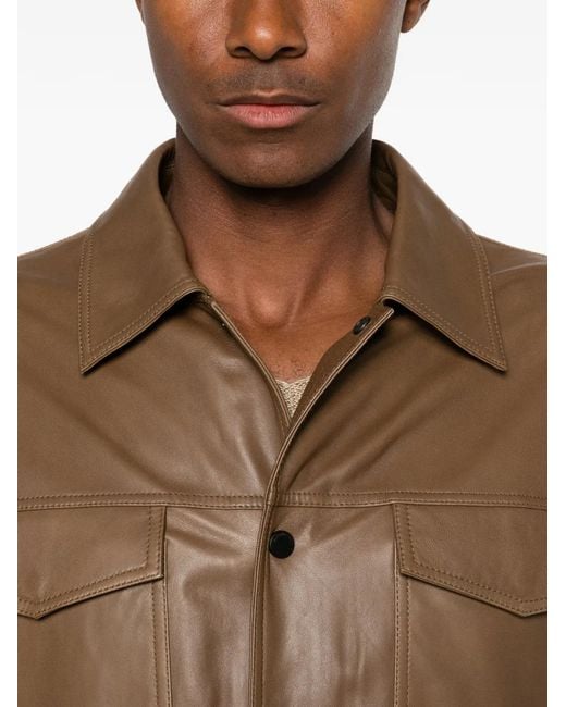 Emporio Armani Brown Press-Stud-Fastening Jacket for men