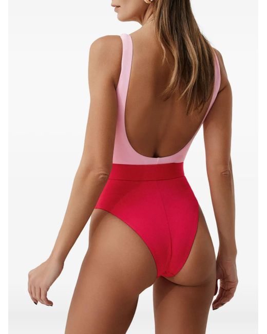 SOFIA ERHAN Pink Belted Colour-Block Swimsuit