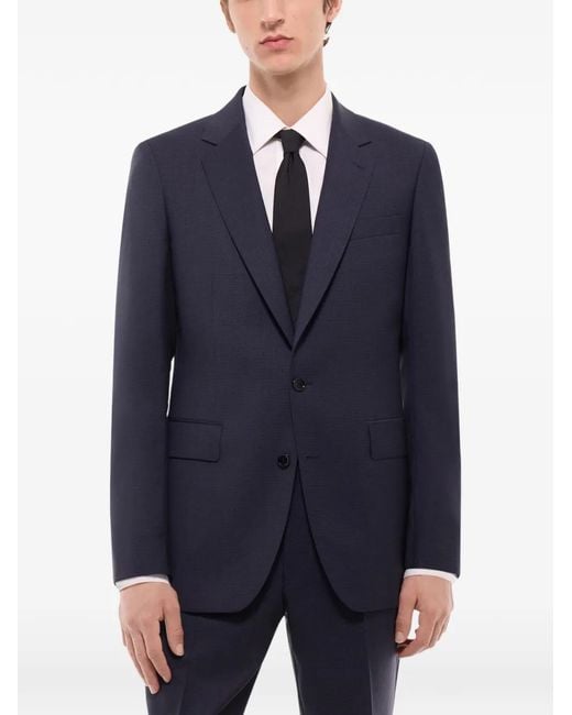Fursac Blue Checked-Pattern Wool Blazer for men
