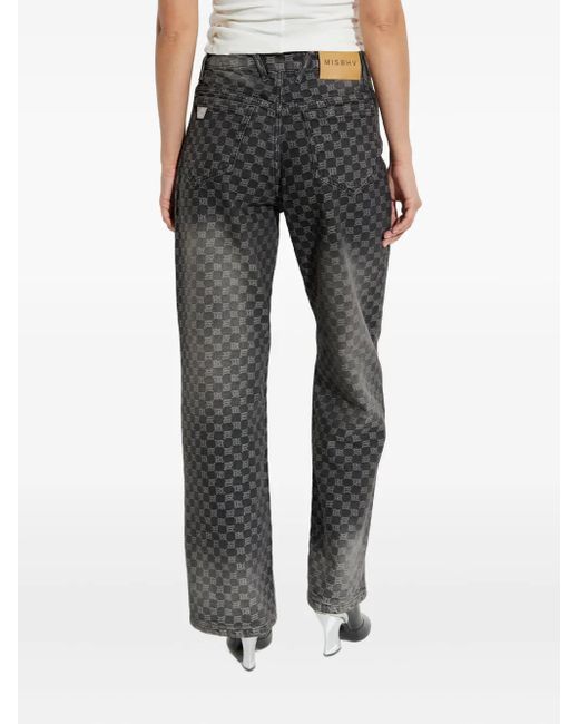M I S B H V Geruite Jeans Met Monogram in het Gray