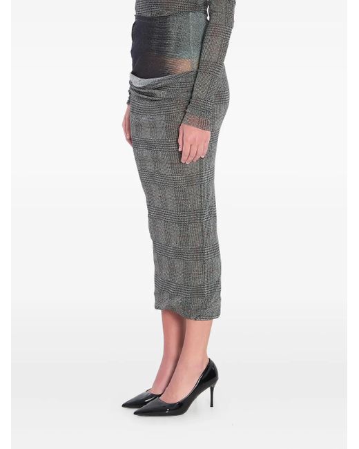 Jean Paul Gaultier Body Shadow Geruite Midi-Rok in het Gray