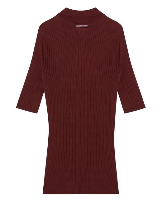 Prada Rust-coloured Ribbed Polo