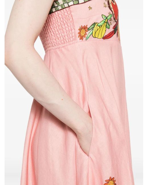 ALÉMAIS White Floral-Print A-Line Dress