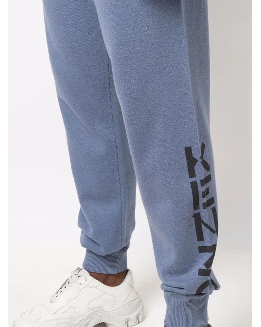 KENZO Blue Logo Print Track Pants for men