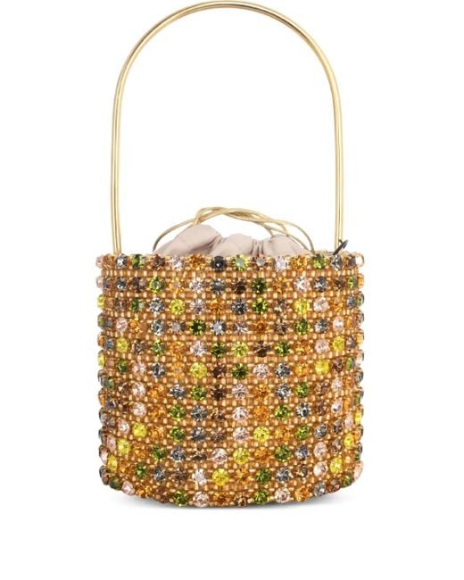 Vanina Nuances Crystal-embellished Bucket Bag Metallic