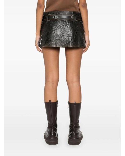 Prada Black Belted Leather Miniskirt