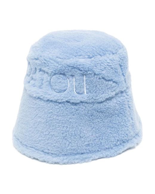 Patou Blue Logo-Embroidered Fleece Bucket Hat