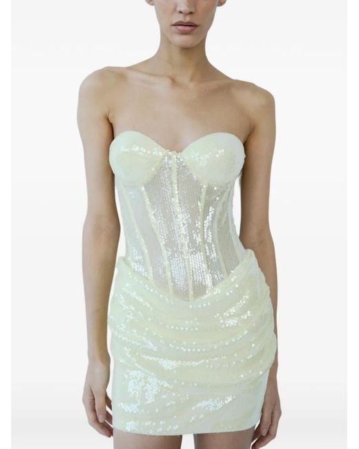 The New Arrivals Ilkyaz Ozel Green Sequin Embellished Mini Dress