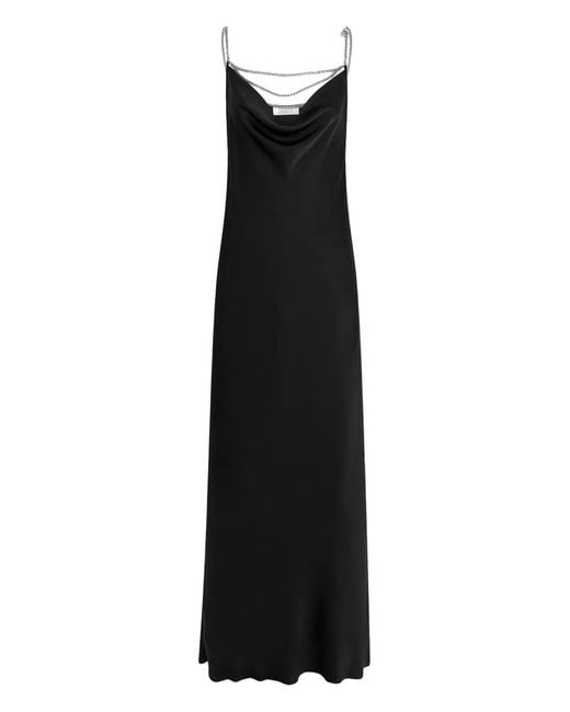 Rabanne Black Chain Strap Satin Slip Dress