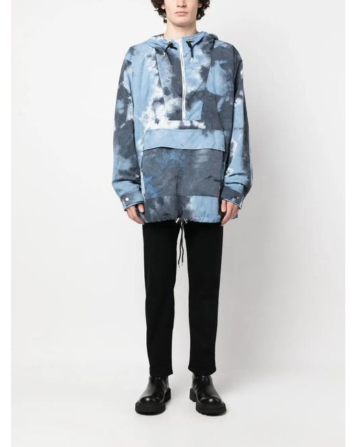 Children of the discordance Blue Tie-Dye Print Hooded Jacket for men