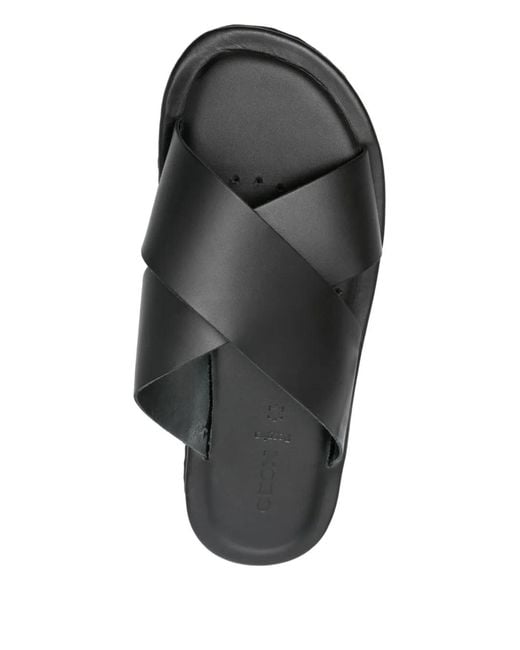 Geox Black Erice Cross-Strap Leather Sandals for men