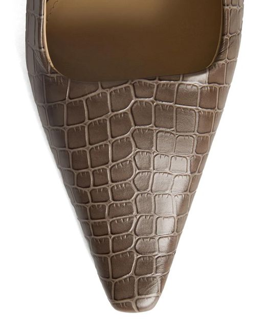 12 STOREEZ Gray Leather Slingback Pumps