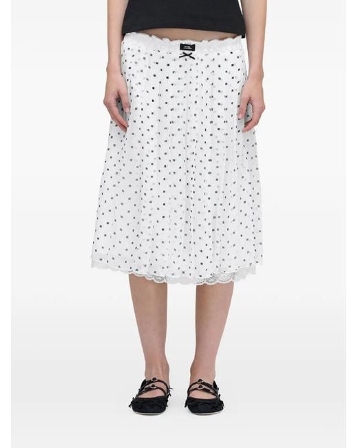 Marc Jacobs White Lace-Detail Midi Skirt