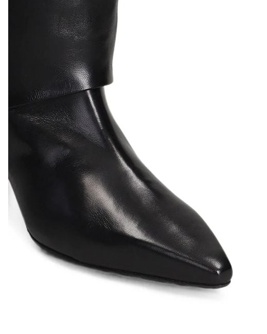 The Seller Black Fold-Over Pointed-Toe Boots