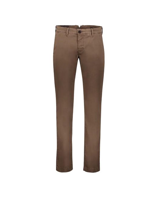 Moorer Brown Cotton Chino Trousers for men