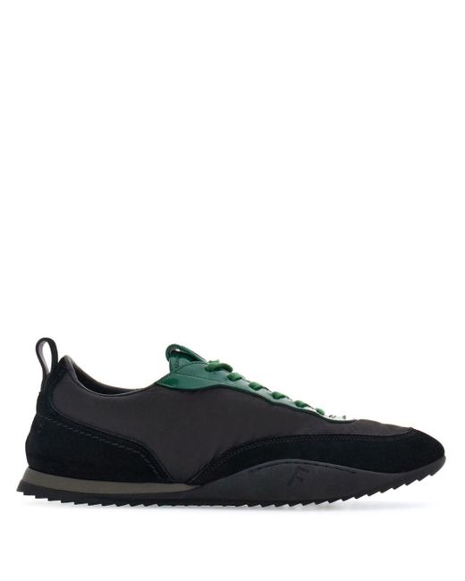 Ferragamo Black Leather-trim Lace-up Sneakers for men