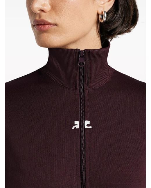 Courreges Purple High-Neck Zip-Up Sweatshirt