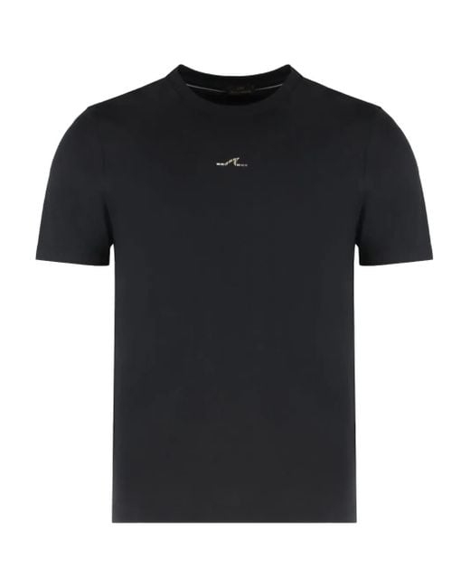 Paul & Shark Black Logo-Print Cotton T-Shirt for men