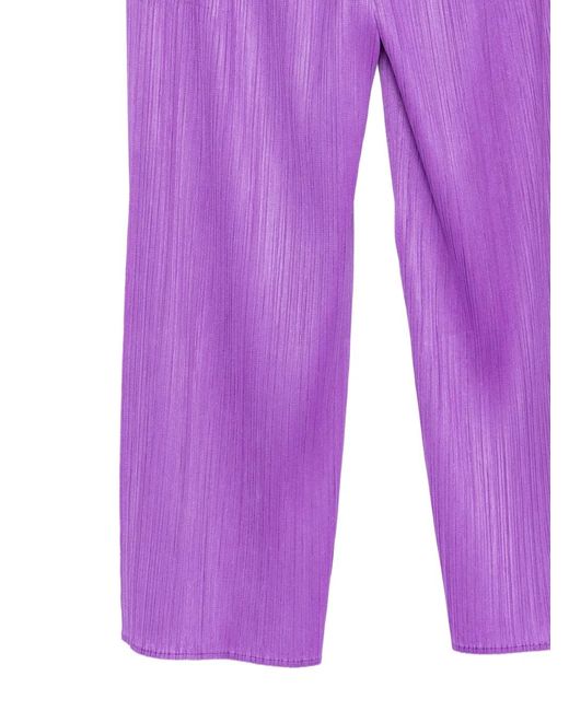 Pleats Please Issey Miyake Purple August Pleated Pocket Trousers
