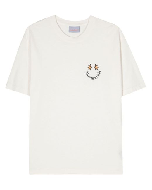 T-shirt en coton à logo brodé Bluemarble pour homme en coloris White