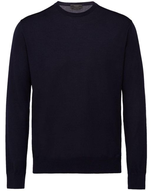 Prada Blue Fine-knit Wool Jumper for men