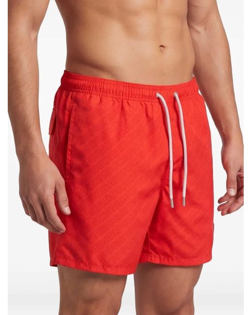 Mc2 Saint Barth Red Logo-Print Swim Shorts for men