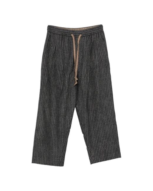 Ziggy Chen Gray Drawstring Striped Trousers for men